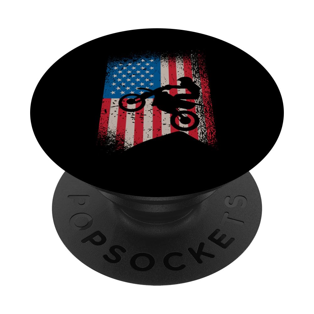 Patriotic American Flag Dirt Bike Motocross PopSockets Standard PopGrip - Perfect for Motorcycle Enthusiasts & Biker Gifts