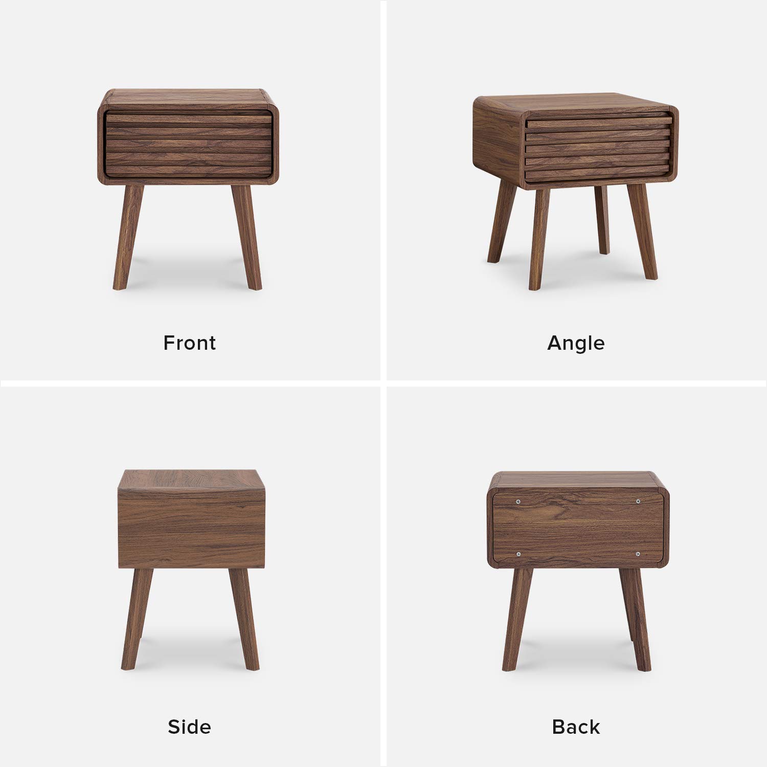 Ensley Mid Century Modern Nightstand with Drawer - Set of 2 Small Bedside Tables with Storage, End Tables for Living Room & Bedroom - Perfect for Bedside Organization & Living Room Decor