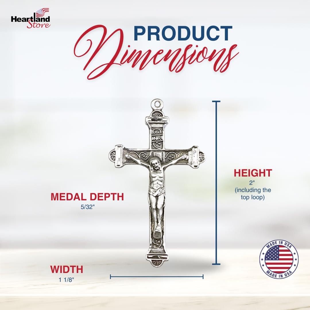 Heartland Store Men's Sterling Silver Crucifix Pendant Necklace - 24