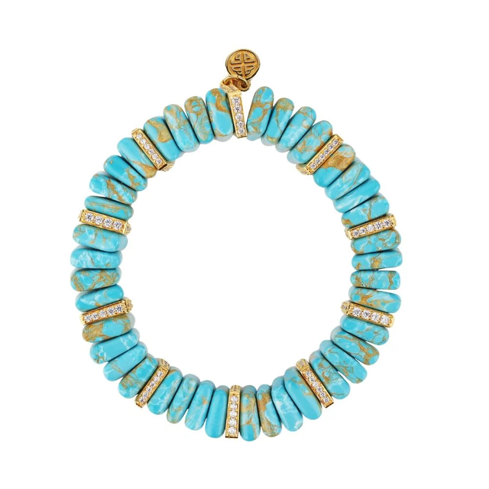 BuDhaGirl Sleeping Beauty Turquoise Tablet Bracelet - Stylish & Functional Jewelry for Yoga, Meditation, and Everyday Wear