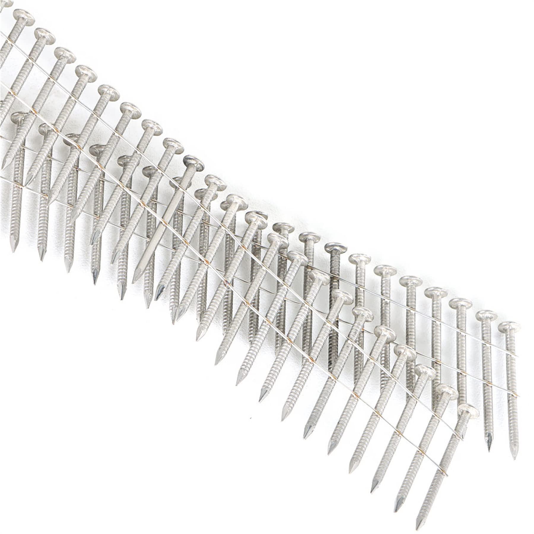1200 Count 1-1/2-Inch x .090-Inch 15-Degree Ring Shank Stainless Steel Siding Nails - Collated Wire Coil Roofing Nails for Board Siding & Exterior Trim Installation - Perfect for Roofing, Fencing, and Wood Siding Projects