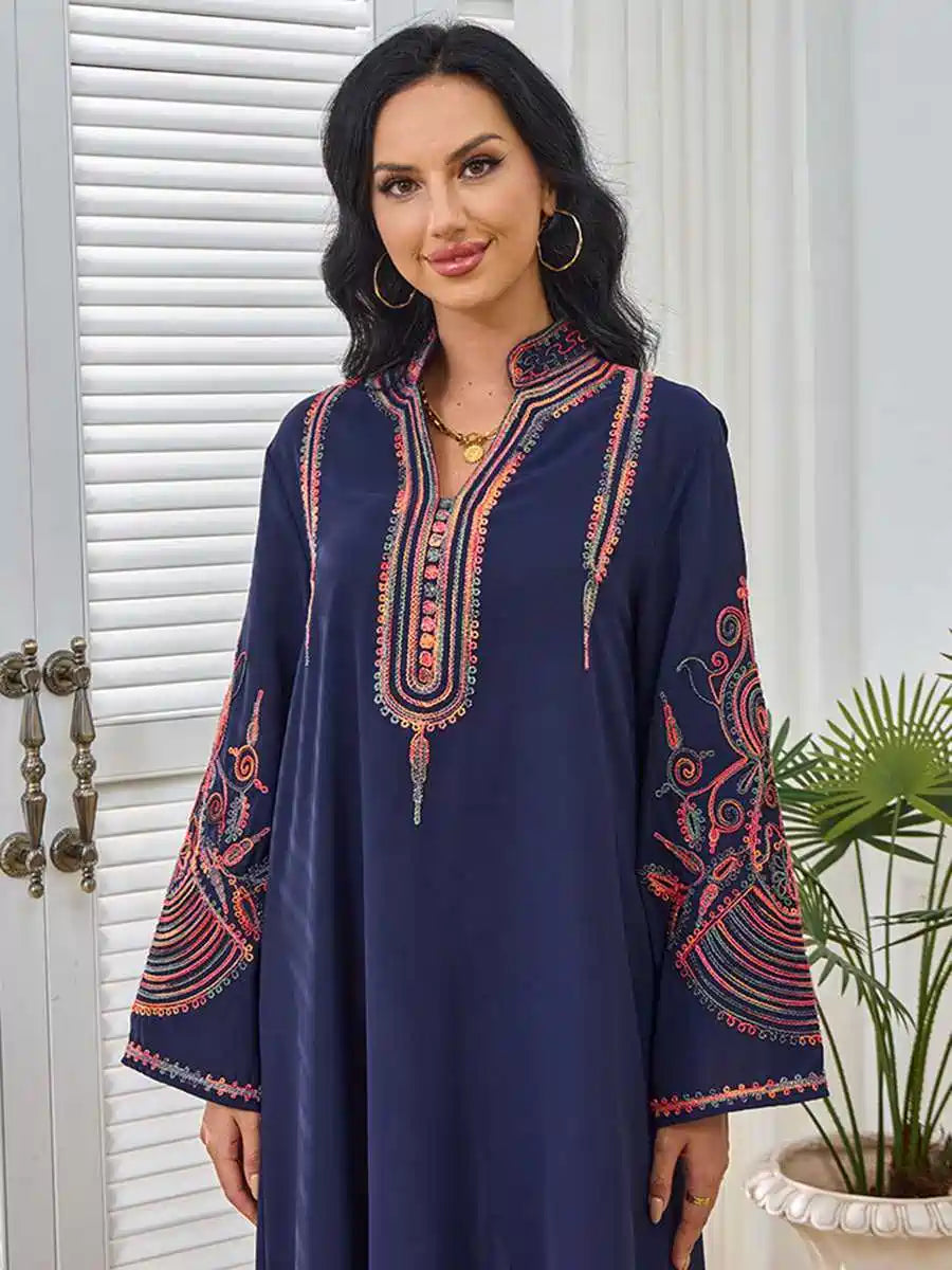 Elegant Eid Dress with Embroidery - Flowy Caftan Kaftan Dress #25233 for Women, Perfect for Eid Celebrations, Weddings, and Special Occasions