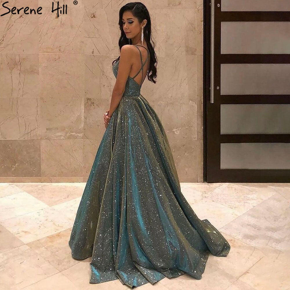 Serene Hill Blue A-Line Sexy Evening Dress Gown 2025 | Spaghetti Strap Simple Women's Formal Dress for Wedding, Party & Special Occasions | Elegant Cocktail Dress for Prom, Gala & Night Out