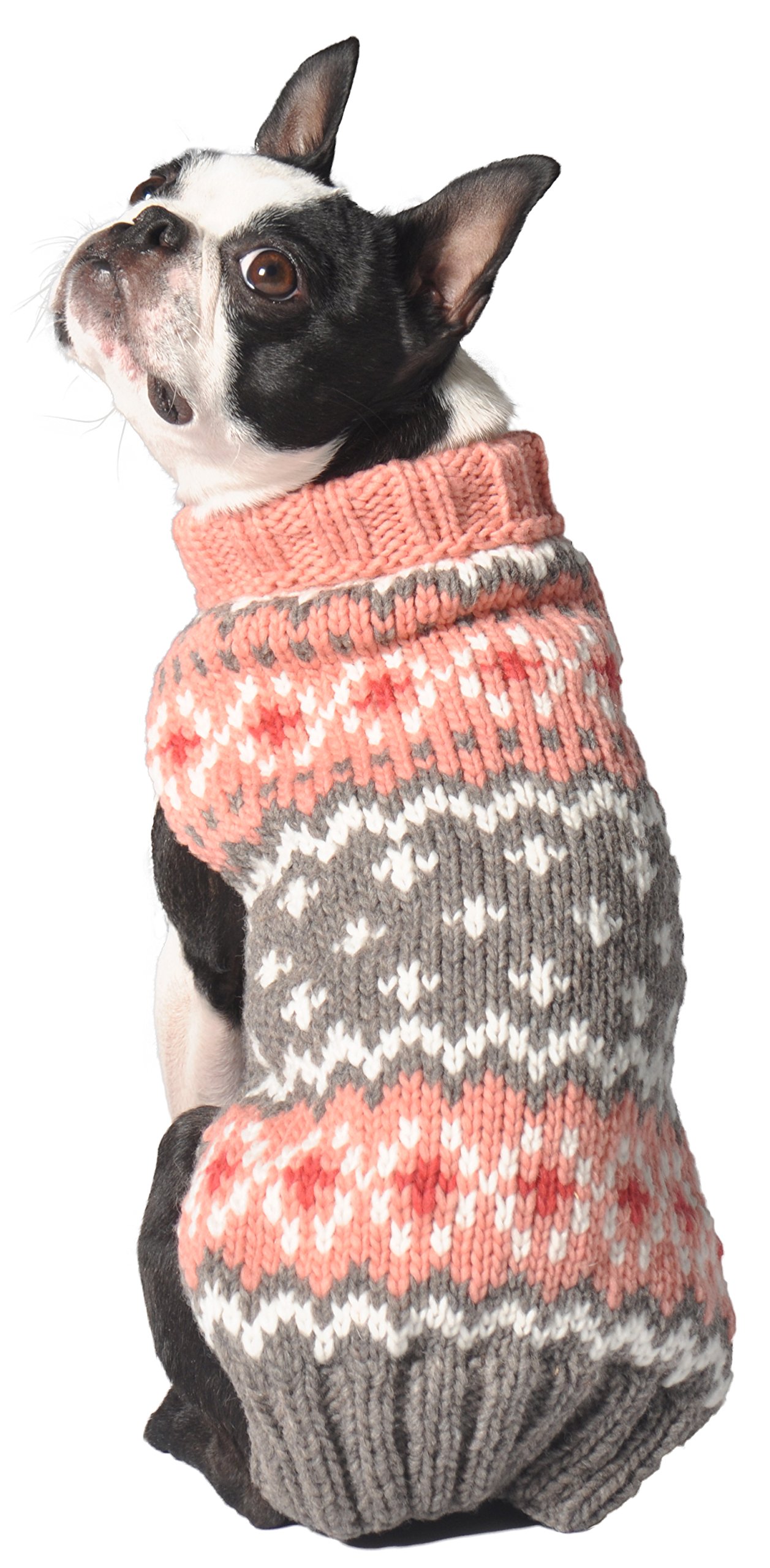 Chilly Dog Rose Fair Isle Sweater for Small Dogs - Cozy Winter Knitwear for Pets, Perfect for Cold Weather Outings & Indoor Comfort