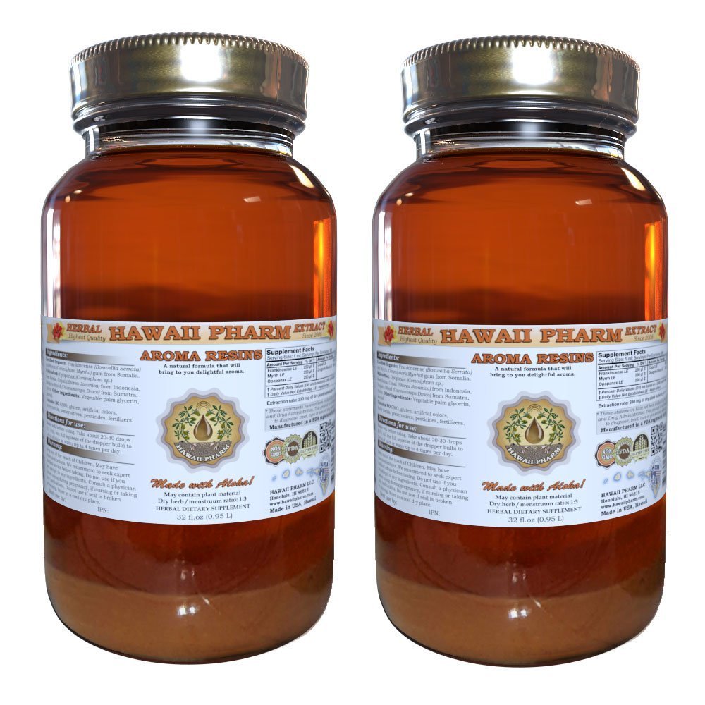 Premium Opopanax, Copal, Frankincense, Myrrh & Dragon's Blood Liquid Extract - Herbal Aroma Supplement Tincture by Hawaii Pharm | USA-Made 64 fl.oz (2x32oz) | For Aromatherapy, Meditation & Spiritual Practices