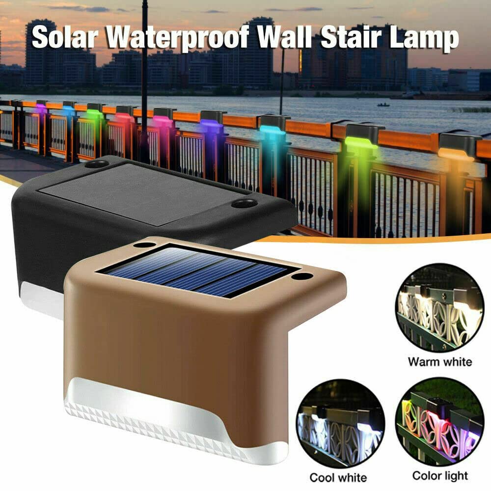 EROCK 8 Pack Black Solar Deck Lights - Waterproof LED Outdoor Step Lighting for Stairs, Patio, Yard, Pathway, Fence & Driveway | Solar Powered Landscape Lighting for Porch Railings & Garden Decor at Night