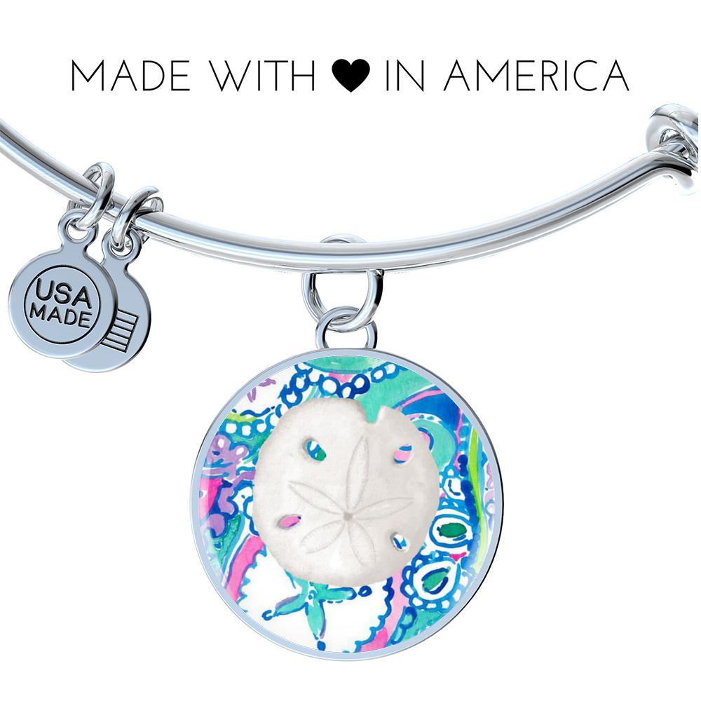Colorful Sand Dollar Bangle Bracelet - Handmade Beach Jewelry for Women | Perfect for Summer Vacation, Beach Wedding & Boho Fashion Accessories