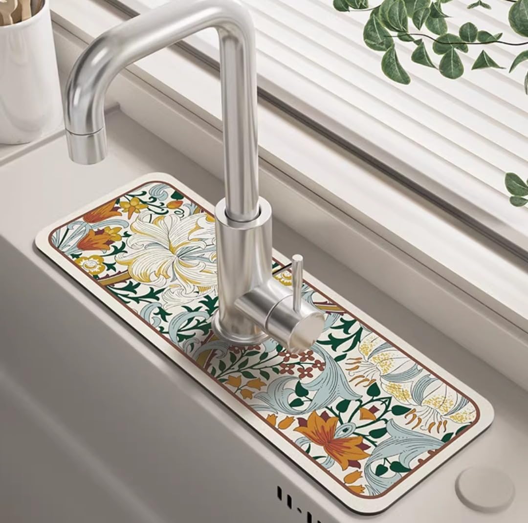 **Fantasy Style Self-Absorbent Faucet Draining Mat – Splash Catcher for Kitchen & Bathroom Sink, Countertop Protector – Perfect for Preventing Water Spills & Keeping Surfaces Dry**    *(Use Scenarios: Ideal for kitchens, bathrooms, laundry rooms, and RVs to protect countertops from water damage and keep floors dry.)*