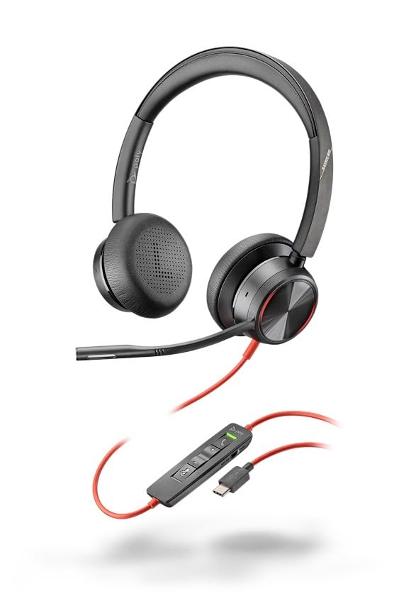 HP Poly Blackwire 8225 USB-C/A ANC Stereo Headset with Noise Cancellation - Premium Office Headphones for Video Calls, Remote Work & Online Meetings