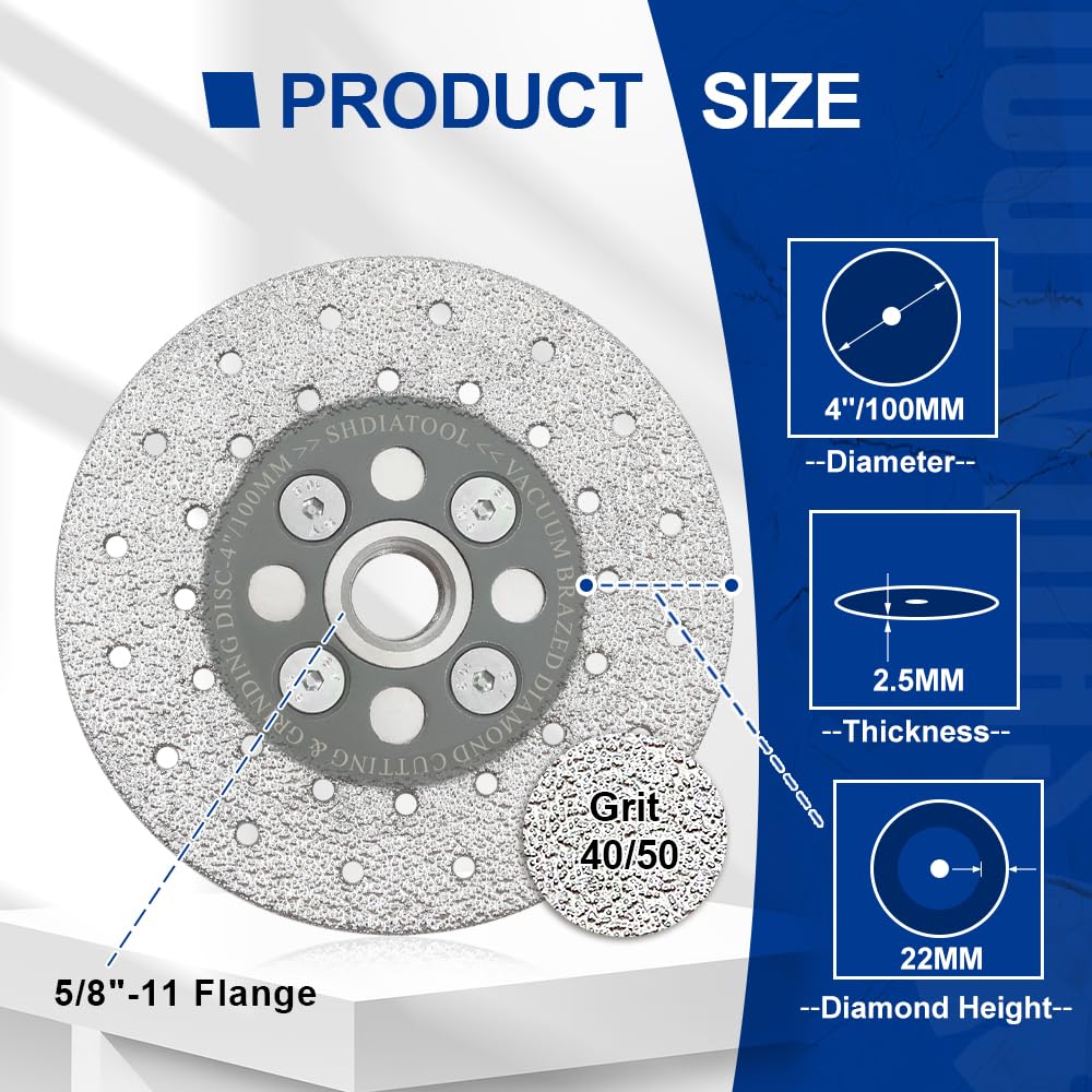 4 Inch Diamond Granite Cutting Wheel for Marble Quartz - Fast Cutting Grinding Shaping Disc with 5/8-11 Thread - Perfect for Angle Grinder Stone Tile & Countertop Installation