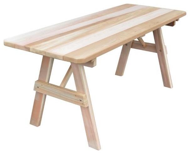 A & L Furniture 6ft Traditional Dining Table with Free Umbrella Holes - Perfect for Outdoor Patio, Garden, and Backyard Gatherings