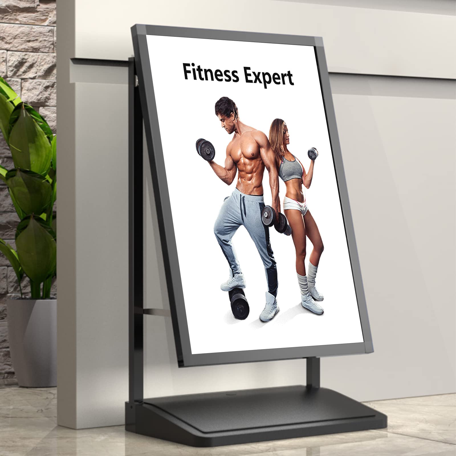 Heavy-Duty 23.5x35.5 Inch Sidewalk Poster Frame Stand with Wheels - Outdoor/Indoor Sign Display for Advertising, Events & Store Promotions