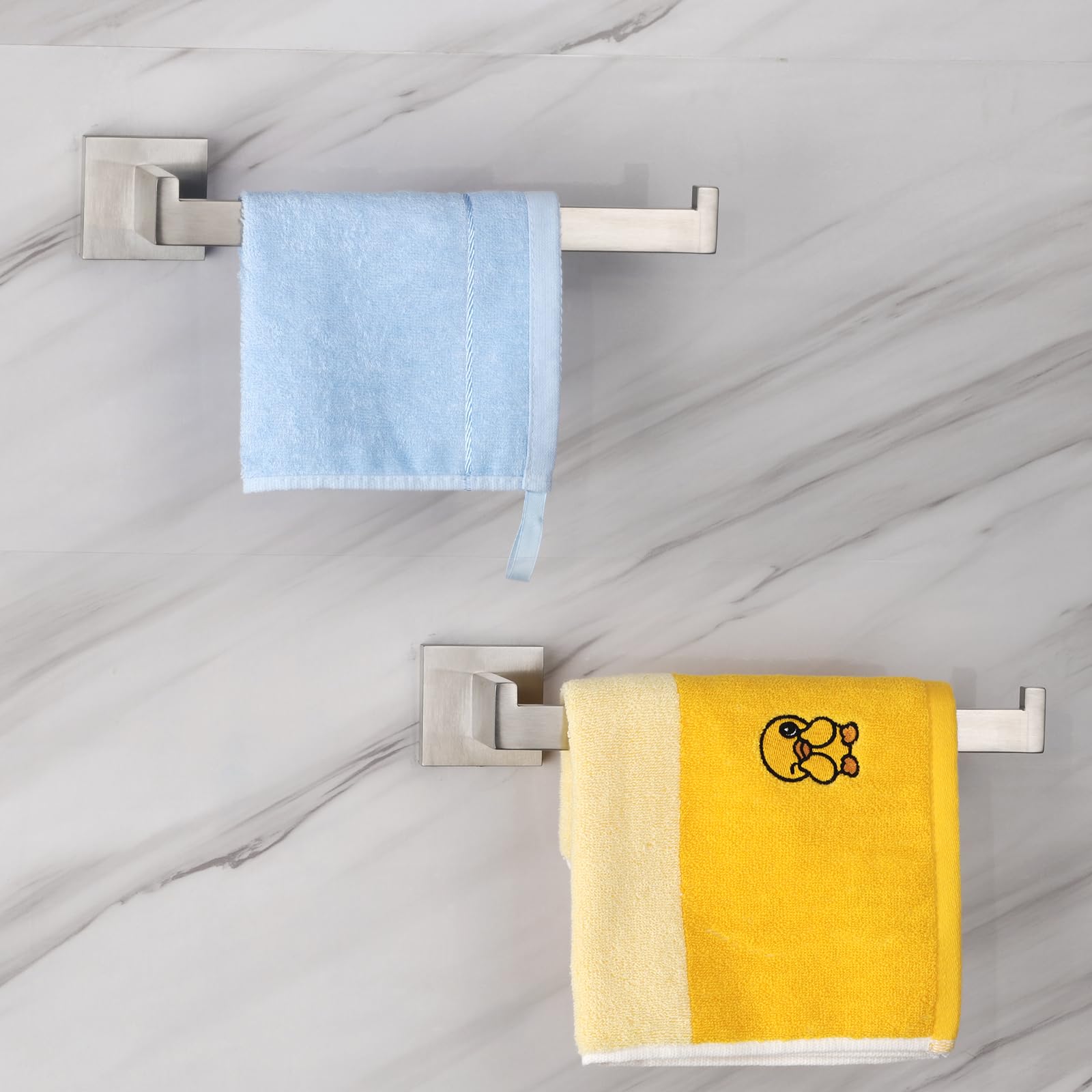 10 Inch Brushed Nickel Hand Towel Bar - Right Side Square Towel Ring for Kitchen & Bathroom Wall Mount | Stainless Steel Modern Towel Rack Hanger (A8806BN) | Perfect for Small Spaces, Guest Bathrooms & Spa-Style Decor