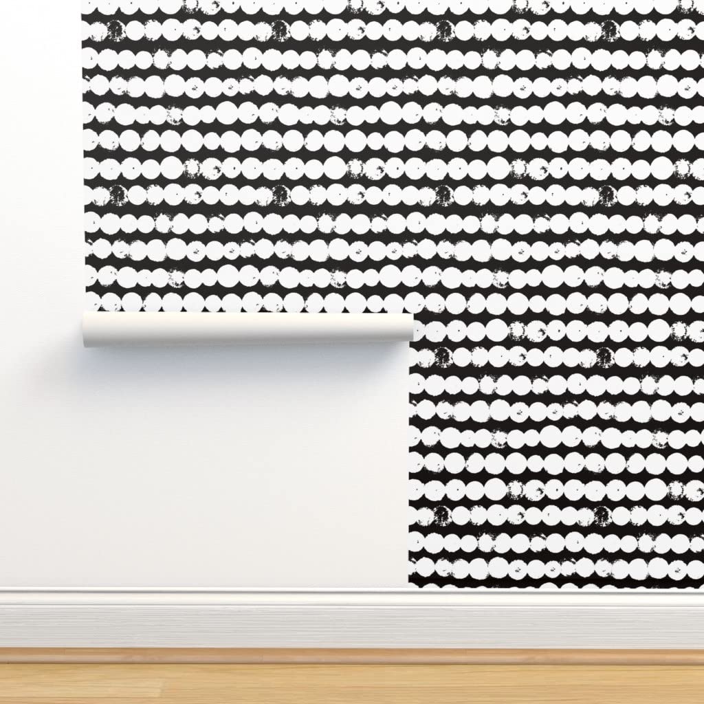 Peel & Stick Wallpaper 9ft x 2ft - Scandinavian Style Black & White Abstract Dots Removable Wallpaper | Gender Neutral Home Decor | Perfect for Nursery, Bedroom, Living Room & Office Accent Walls