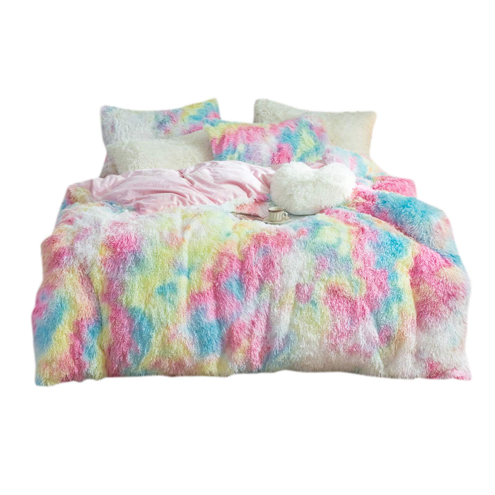 Ultra Soft Fluffy Faux Fur Blanket with Pillow Cover Set - 3 Piece Warm Velvet Bedding for Bedroom, Cozy Comforter & Quilt Cover - Perfect for Winter Nights, Sofa Lounging, and Home Decor