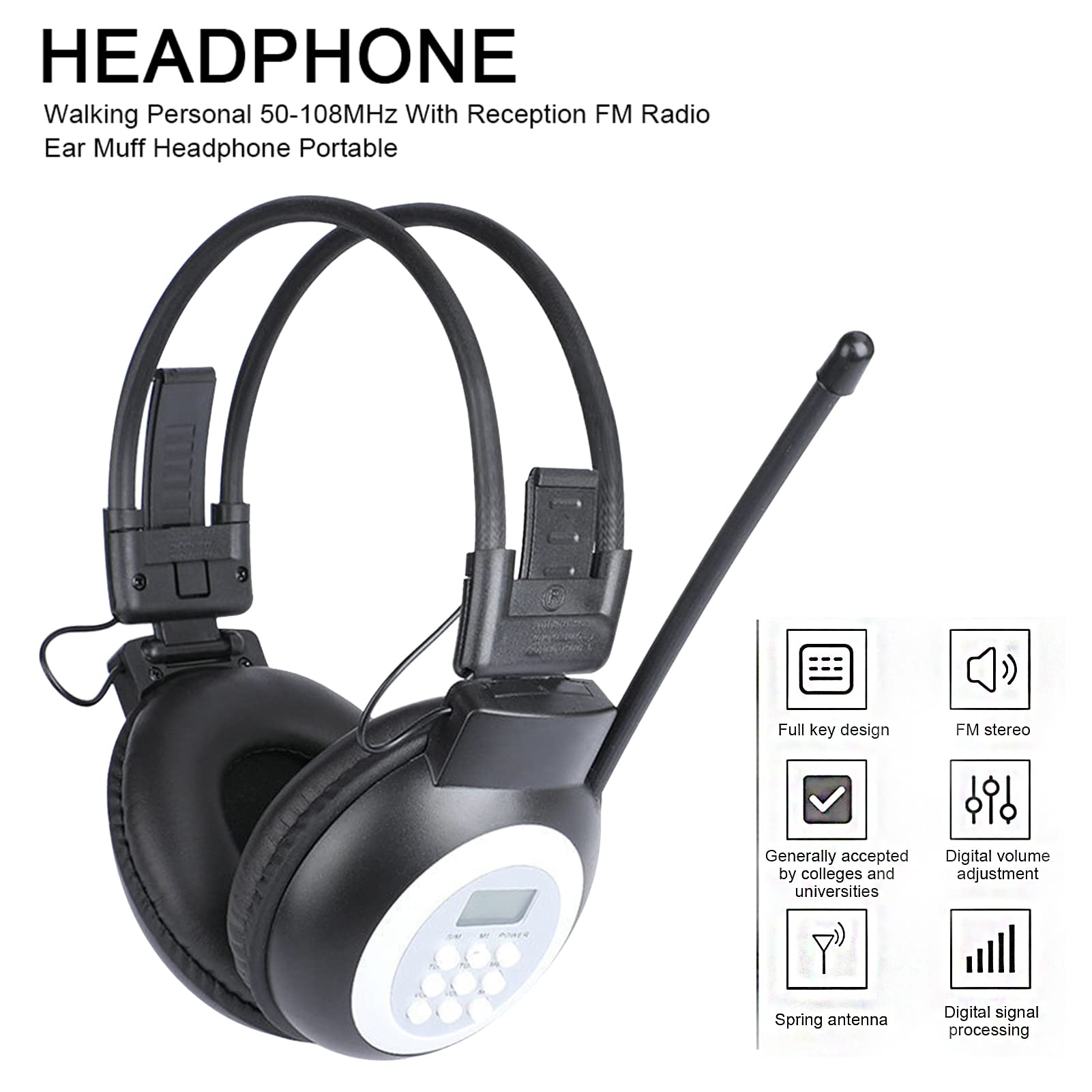 MOVKZACV Portable FM Radio Headphones - Wireless Ear Muffs with Built-in Radio & Superior Reception for Walking, Jogging, Work & Music - Perfect for Outdoor Activities, Commuting & Relaxation