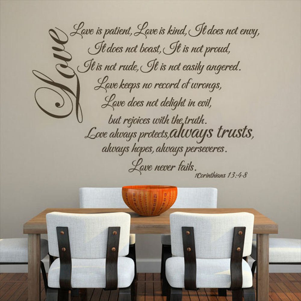 Family Love Decal - Love is Patient - Romantic Vinyl Wall Sticker for Living Room & Dining Room Decor - Black (31