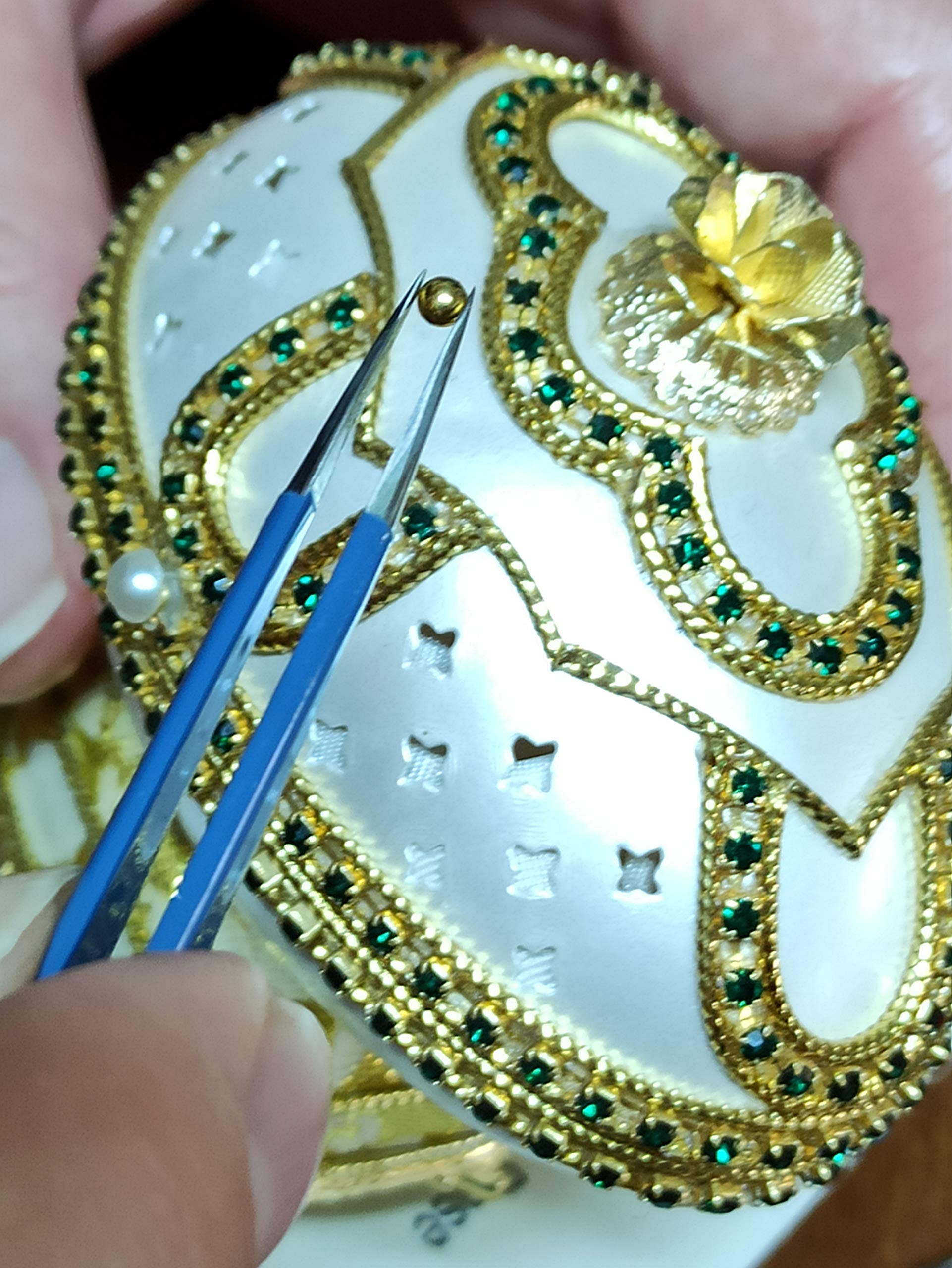 Handcrafted 24K Gold Butterfly Jewelry Box - Real Emerald Crystal Gem Faberge Egg Treasure Box | Unique Music Box Gift for Teenagers, Birthday, Christmas | Perfect for Jewelry Storage & Decorative Home Accent
