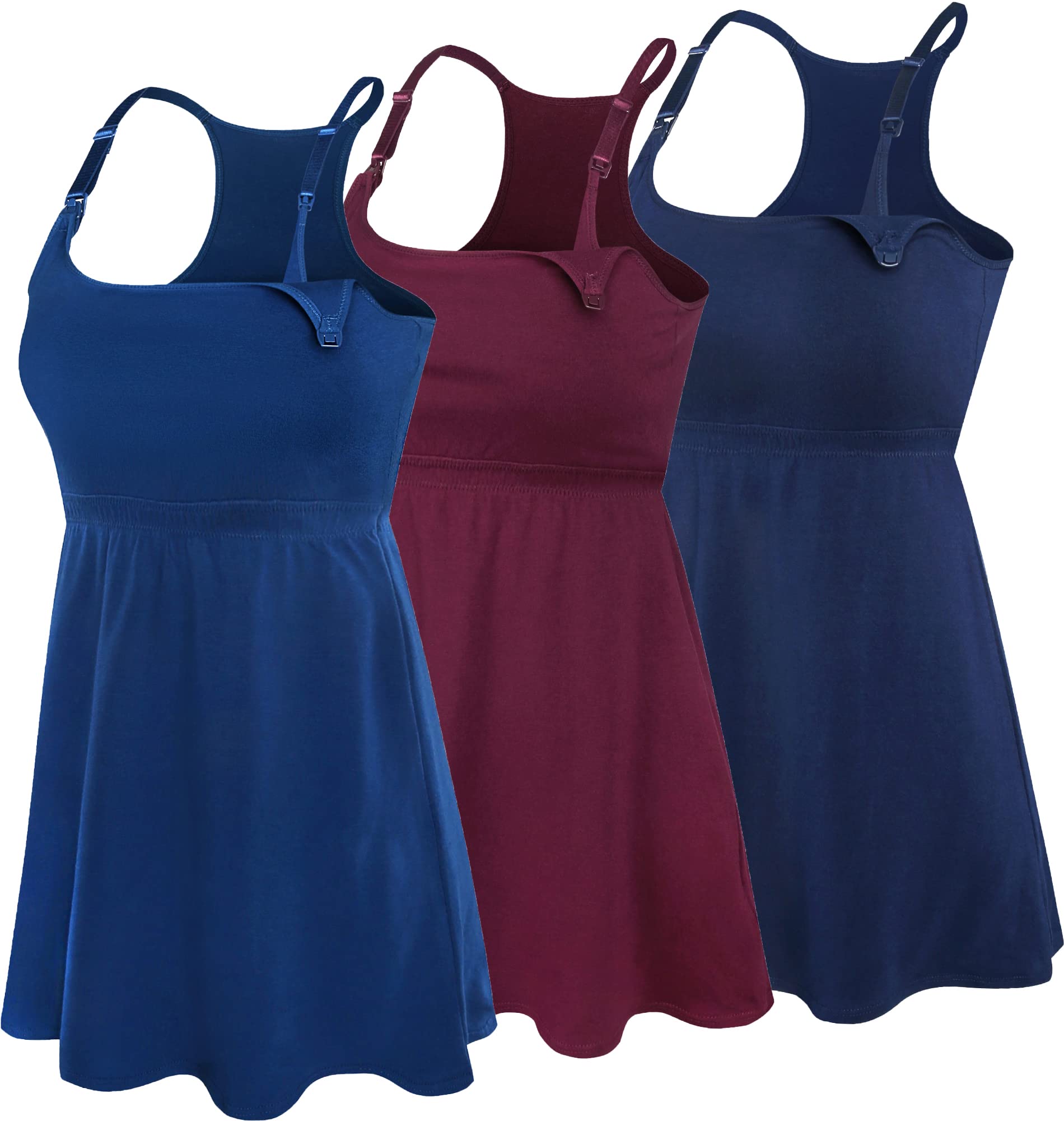 SUIEK Maternity Nursing Tank Top with Built-in Shelf Bra - Comfortable Breastfeeding & Pregnancy Sleep Shirt for Nighttime Nursing and Relaxing at Home