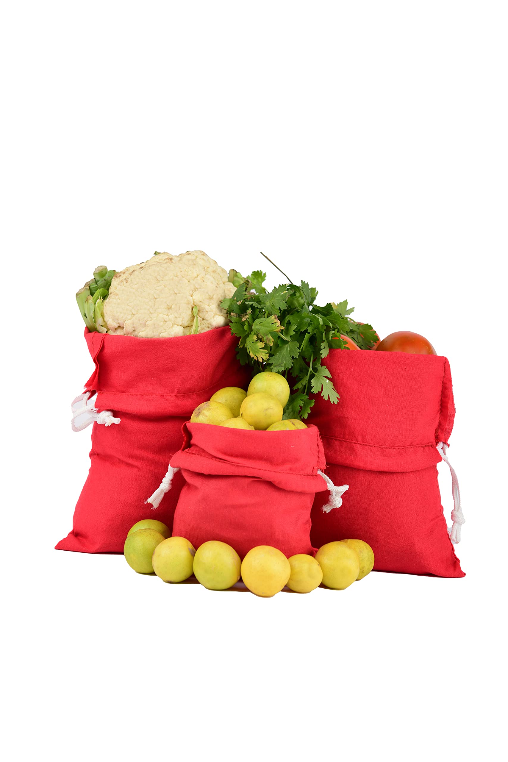 25 Pack 8x12 Inch Cotton Red Drawstring Gift Bags - Reusable Washable Small Cloth Favor Pouches for Christmas Treats, Party Favors, Wedding Gifts & Everyday Use