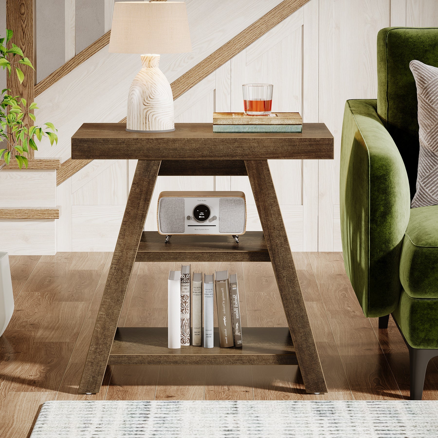 3-Tier Wooden End Table with Storage Shelf - Modern Sofa Side Table for Living Room, Bedroom, or Office - Perfect for Storing Books, Decor, and Essentials
