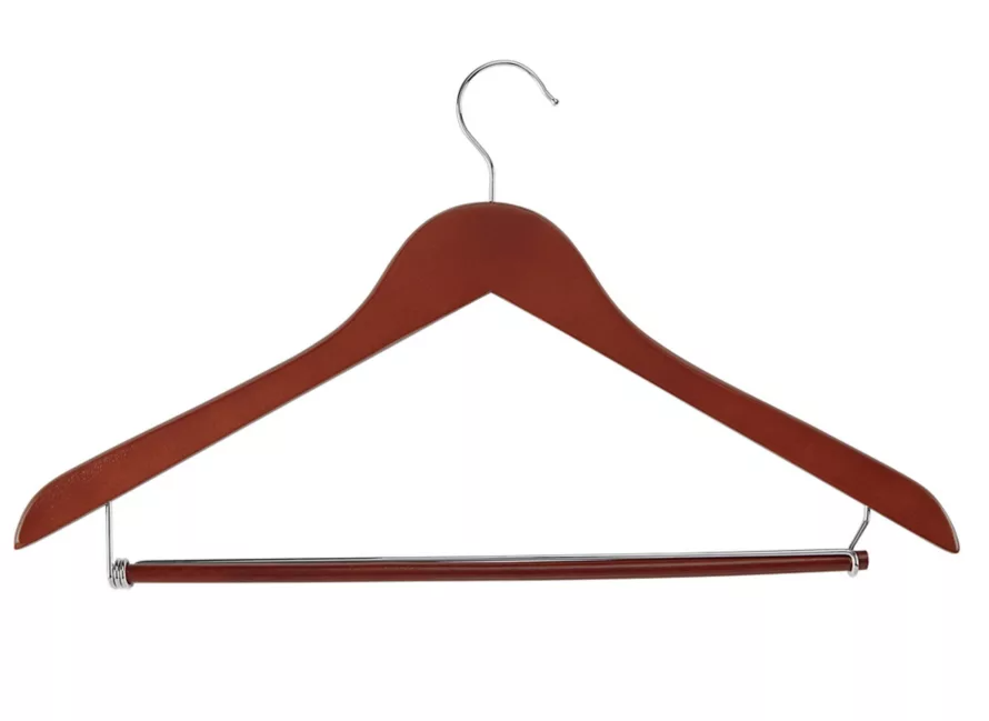 Premium Wooden Clothes Hangers with Suit Hanging Bar - Heavy Duty Wood Hangers for Jackets, Coats & Pants - Ideal for Closet Organization & Wardrobe Storage
