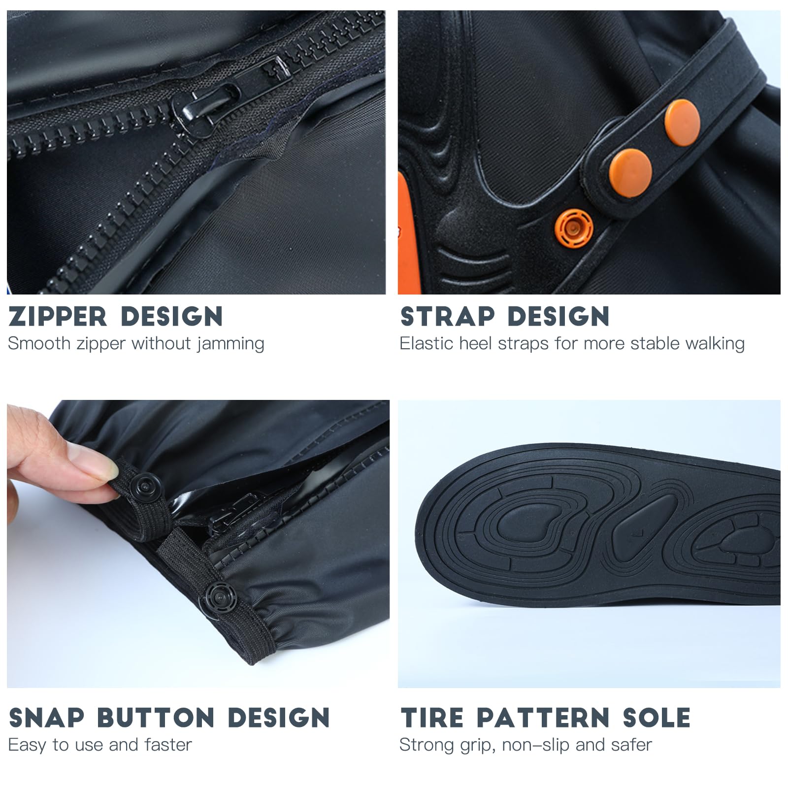 Waterproof Shoe Covers with Reflective Strips & Zipper - Non-Slip Rain Boot Covers for Men & Women - Perfect for Hiking, Camping, Fishing, Cycling & Gardening in Wet Conditions