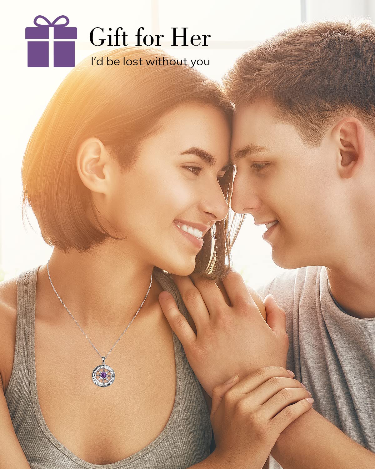 Elegant S925 Sterling Silver Compass Necklace for Women - 18K Gold Plated Jewelry Gift for Wife, Girlfriend, Anniversary, Birthday & Valentine's Day - Romantic 'I'd Be Lost Without You' Message - Perfect for Travel Lovers & Outdoor Adventures