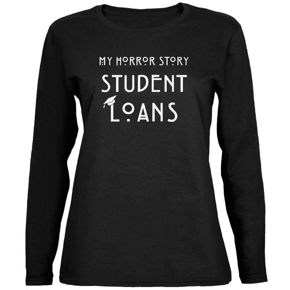 Old Glory Graduation My Horror Story Black Women's Long Sleeve T-Shirt - Comfortable Vintage Graphic Tee for Graduation Parties, Halloween Events & Casual Wear