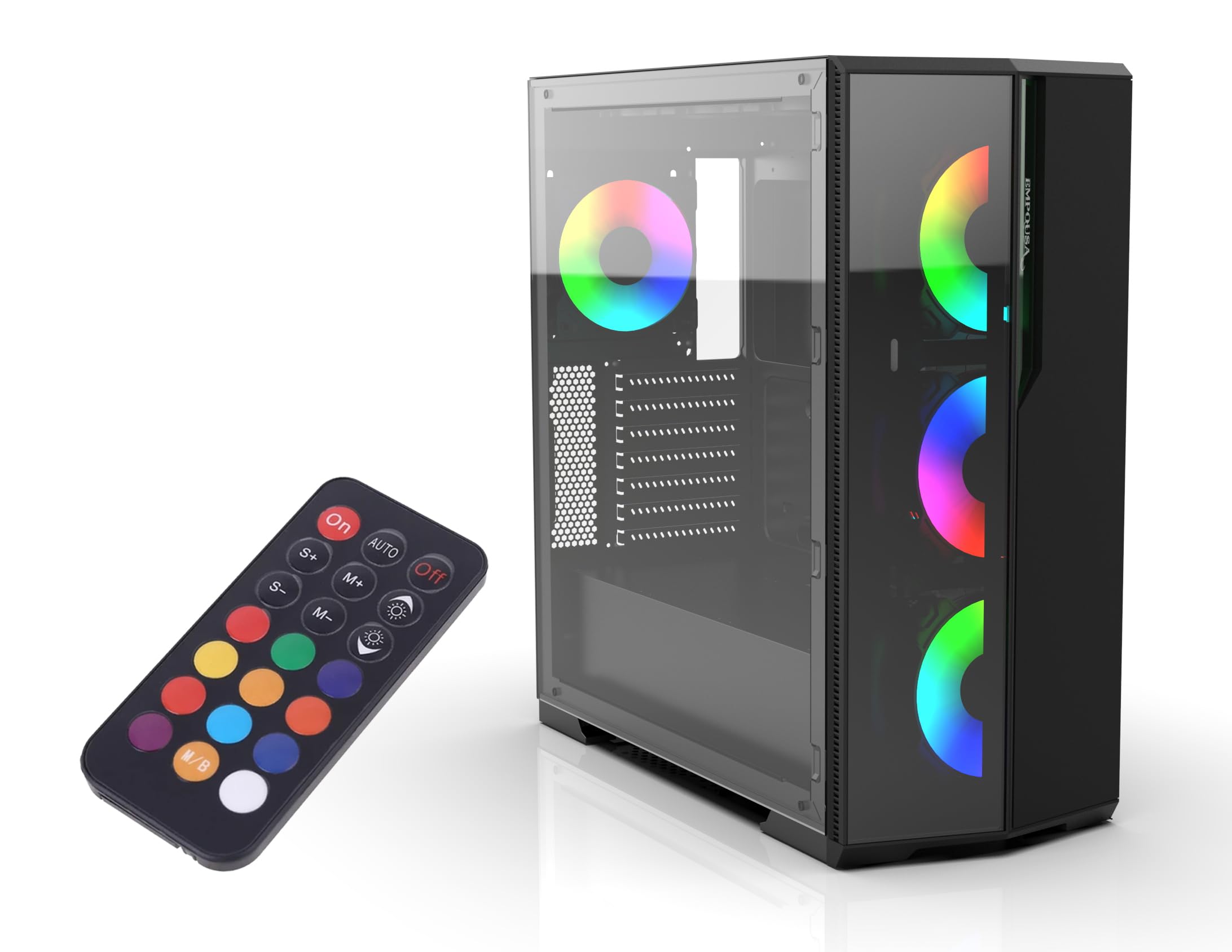 INCA EMPOUSA EMG-17XN Premium Gaming PC Case - High Airflow ATX Mid Tower Computer Case with Tempered Glass & RGB Lighting for Gaming, Streaming & Workstation Builds