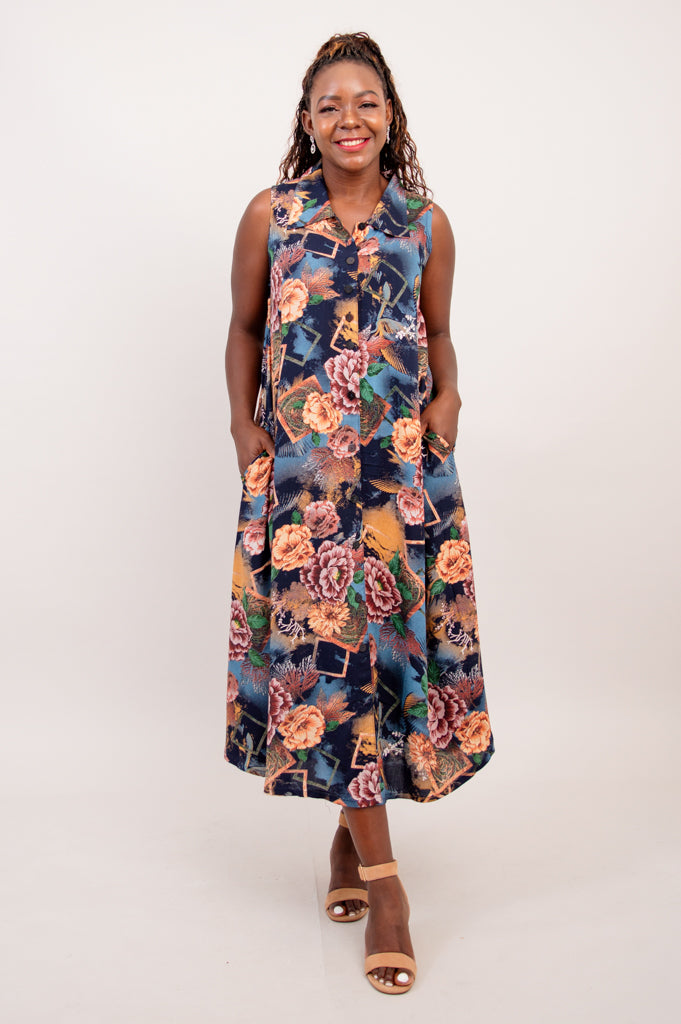 Elegant Floral Print Cissy Dress - Vintage Garden Inspired Women's Dress for Casual Wear, Parties & Special Occasions