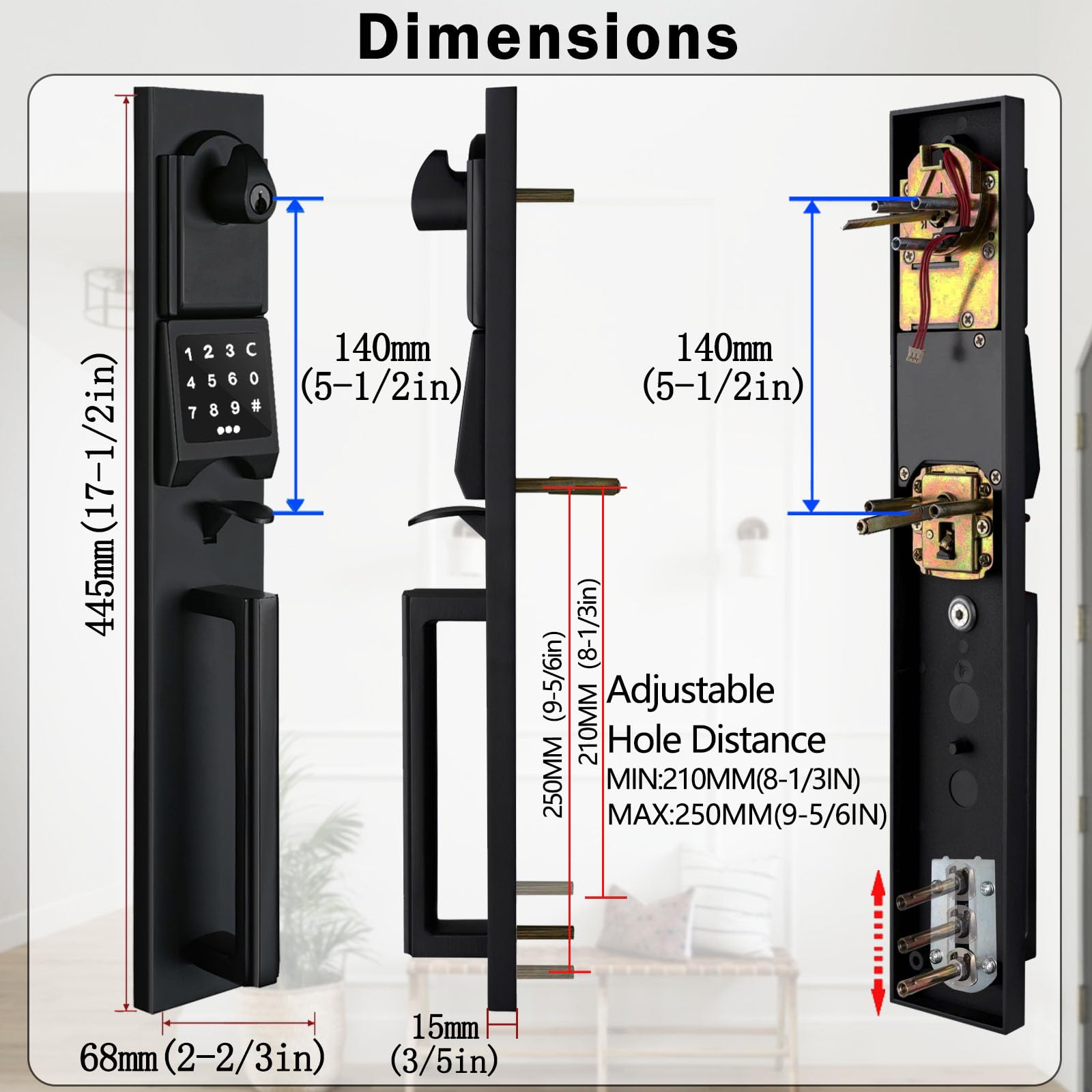 NEWBANG Smart Keypad Front Door Handleset for Double Doors - Electronic Deadbolt Lock with Dummy Set - Secure Keyless Entry for Homes & Offices