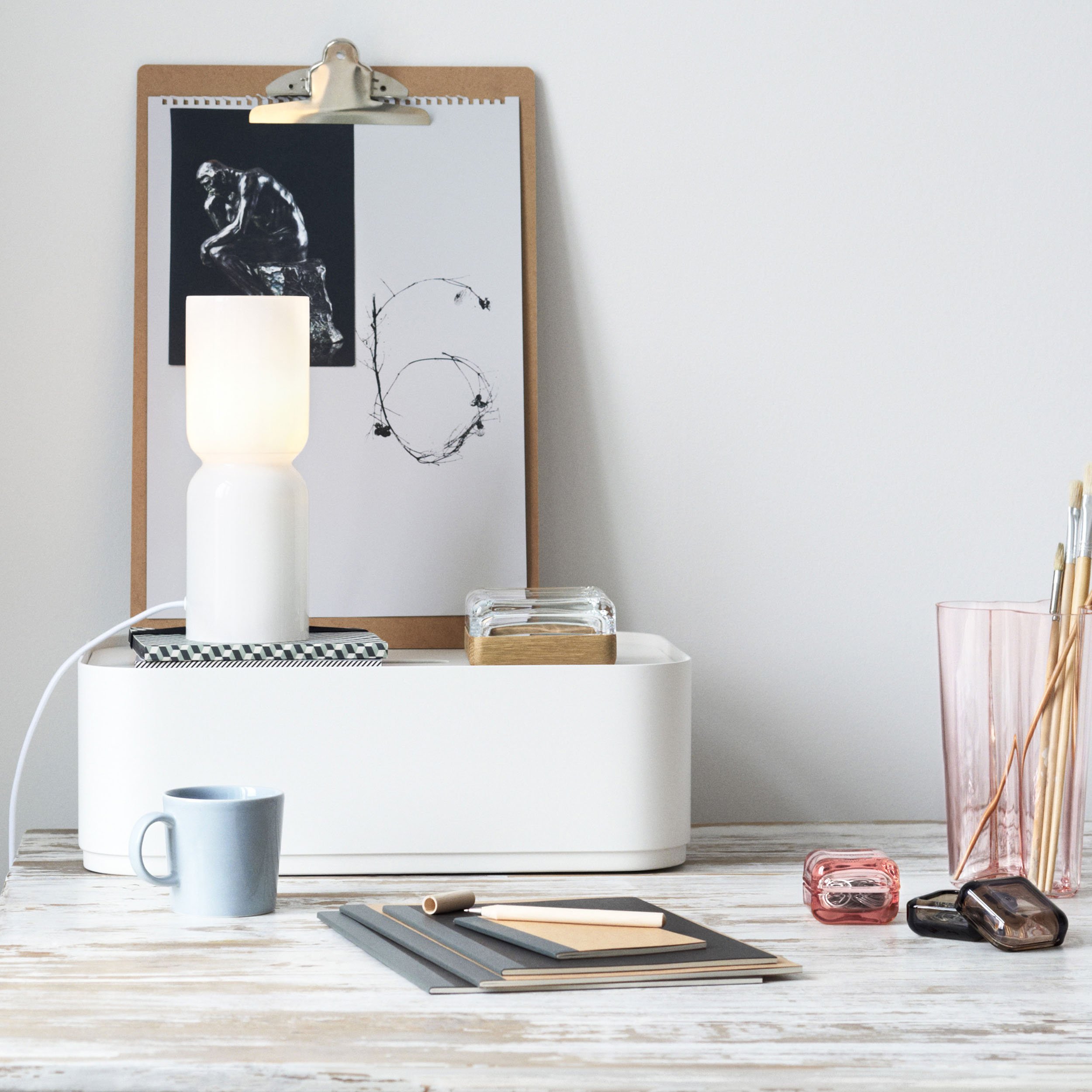 Iittala Vakka Small White Wooden Storage Box - Scandinavian Home Decor for Jewelry, Keys & Office Organization