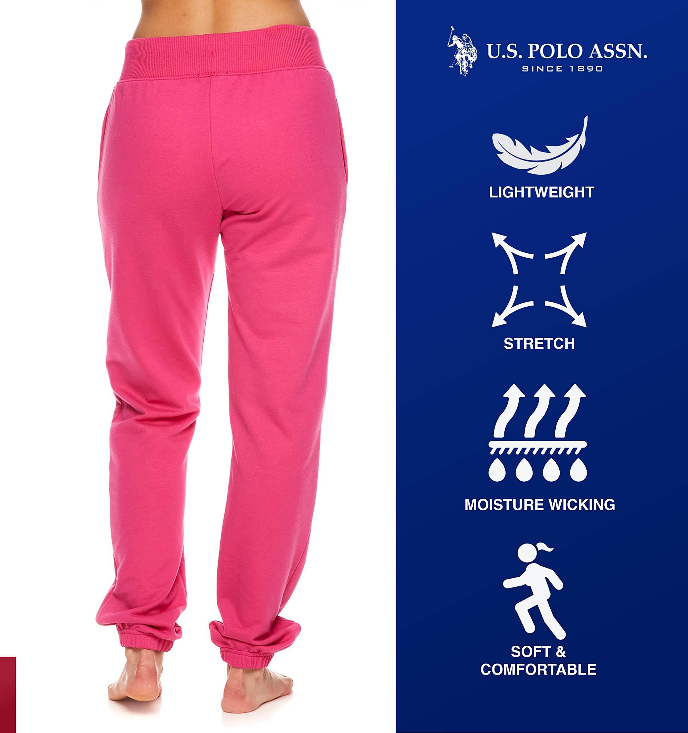 U.S. Polo Assn. Women's Essential Sweatpants with Pockets - Soft & Breathable French Terry Joggers for Casual Wear, Lounge & Workout | Perfect for Yoga, Running & Everyday Comfort