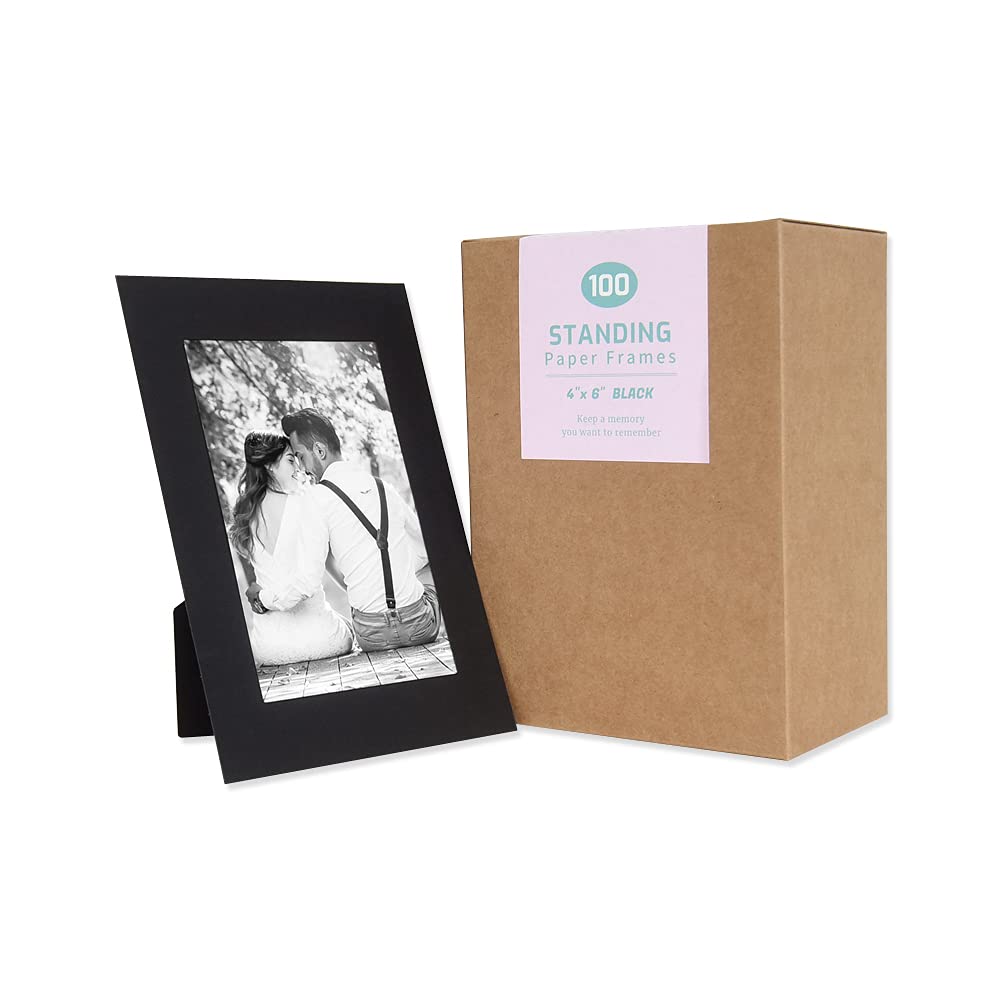 Monolike 100-Pack 4x6 Black Photo Frame Box Set - Holds 4x6 Pictures | Perfect for Home Decor, Wedding Photos & Office Displays