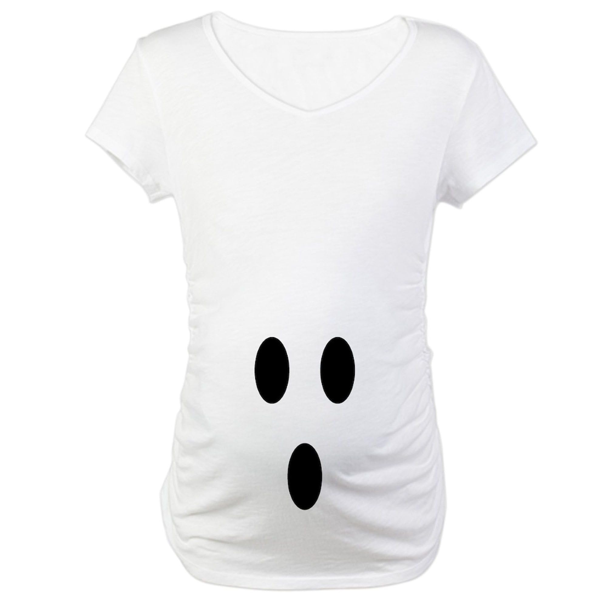 Spooky Ghost Maternity T-Shirt for Women - Stretch Ruched Side Design for Pregnancy Comfort | Perfect for Halloween, Baby Showers & Maternity Photos