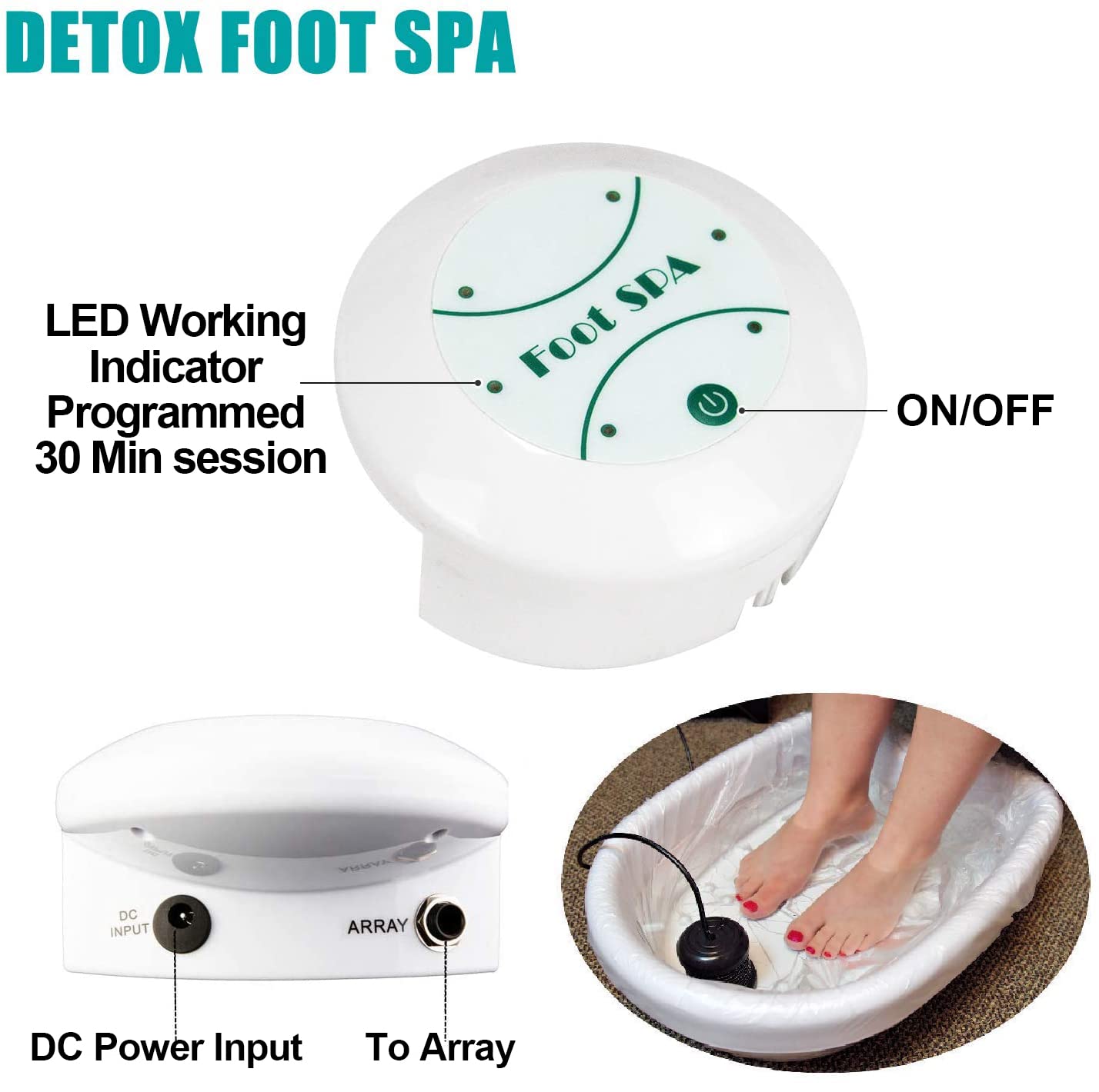 Ionic Foot Bath Detox Machine - Home & Salon Spa Ion Detoxifier with 100 Liners & Zipper Carrying Bag | Detox, Relaxation & Foot Care | Perfect for Home Spa, Wellness Centers & Beauty Salons