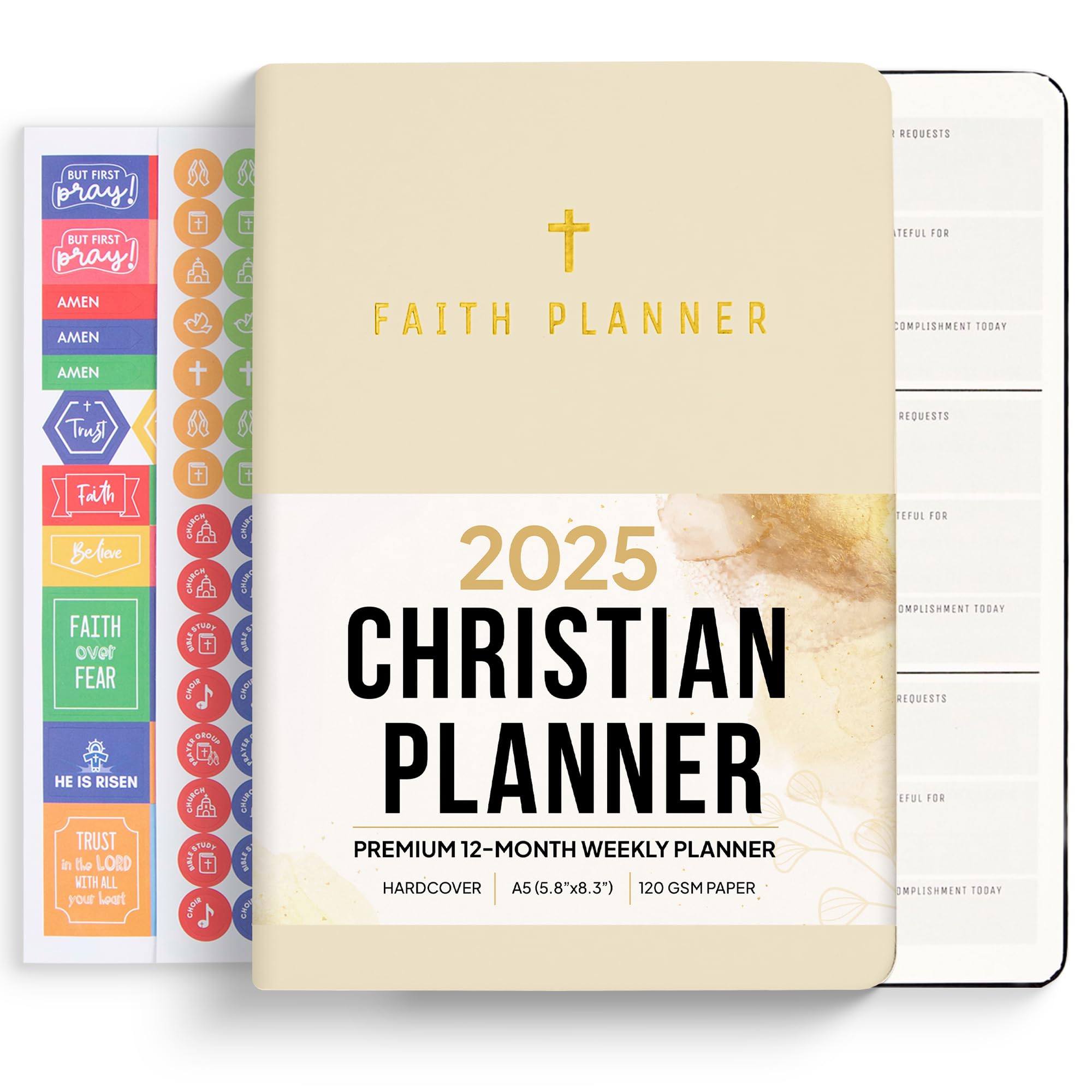 2025 Christian Planner - Bible & Prayer Journal for Women & Men | Weekly & Monthly Faith Planner | Perfect for Daily Devotion & Worship