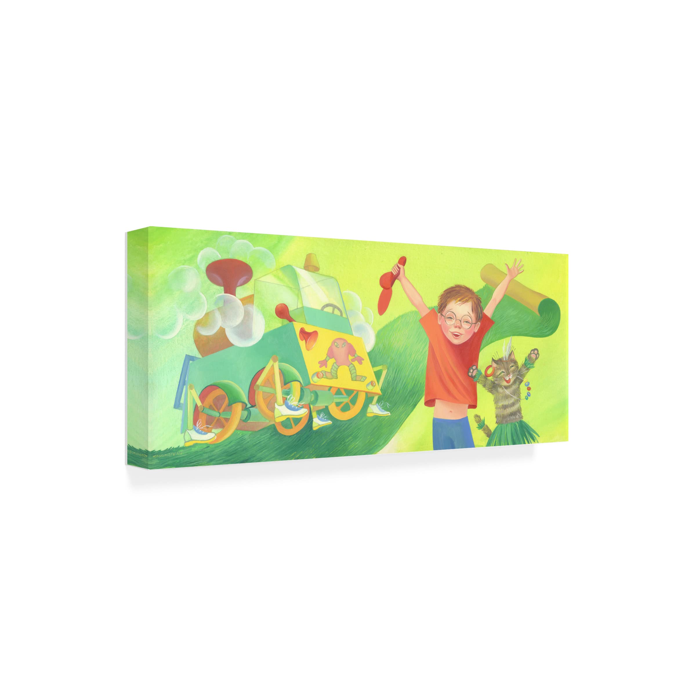 Trademark Fine Art 'Cat And Boy' Canvas Wall Art by Lana Korolievskaia - 20x47 Inches - Modern Home Decor for Living Room, Bedroom & Office