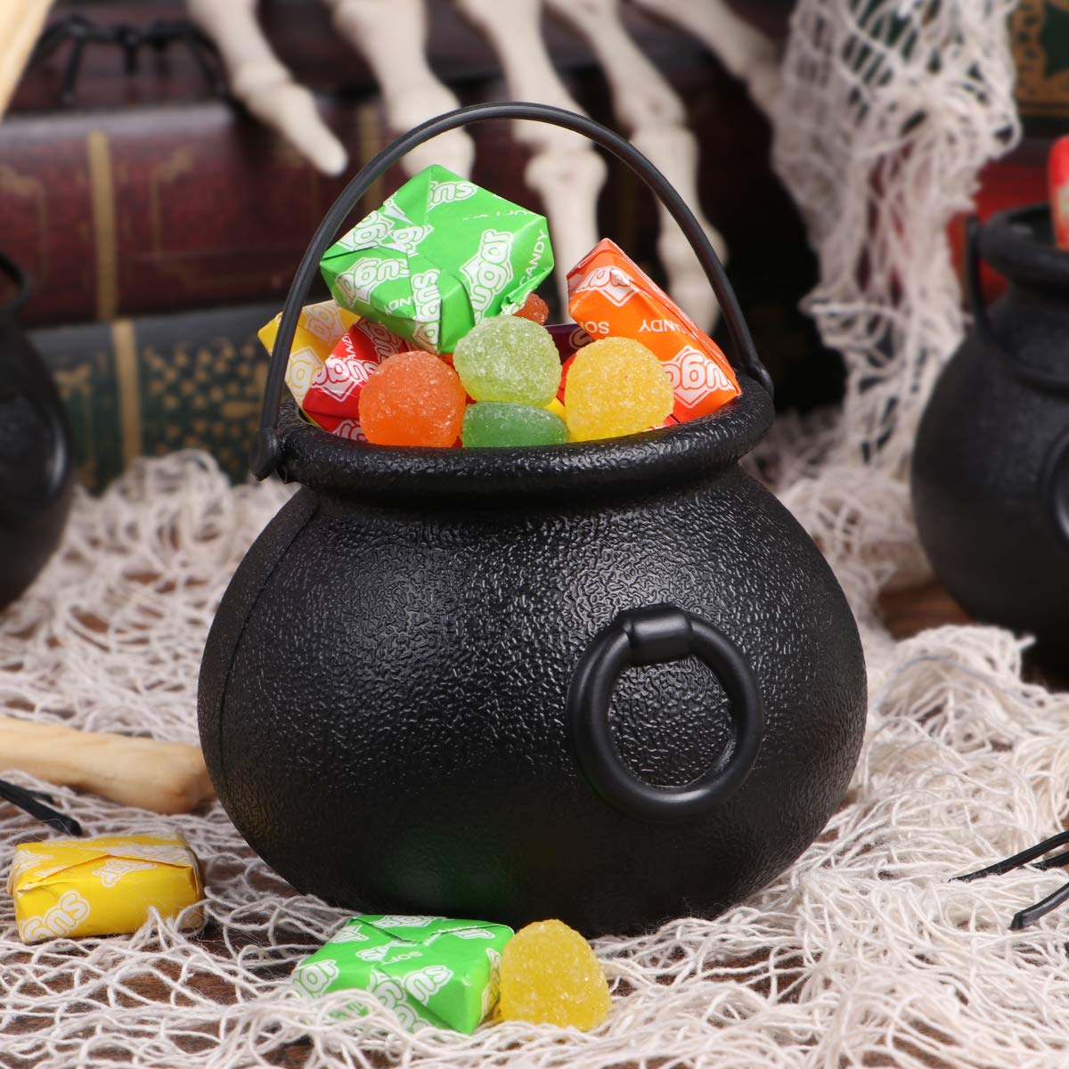 Toyvian 9 Pack Black Cauldron Set - Halloween Candy Buckets with Handles for Trick or Treat, Party Favors & St. Patrick's Day Decor - Mini Cauldron Pots for Candy Storage, Witch-Themed Parties & Holiday Celebrations