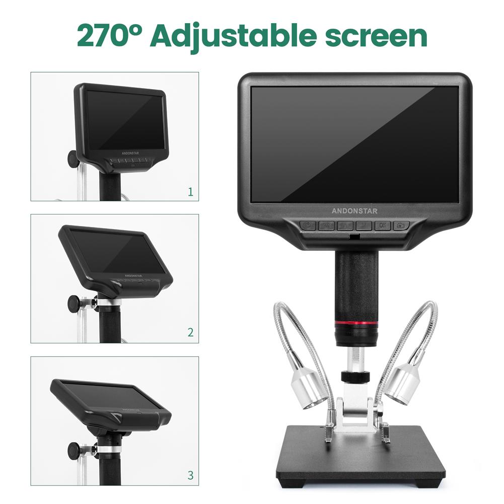 Andonstar AD407 7 Inch HDMI Digital Soldering Microscope with LCD Screen - 1080P Magnification for Phone & PCB Repair, Jewelry Inspection, Coin Collecting & Hobby Projects