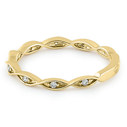 14K Yellow Gold Eternity Twist Diamond Ring - 0.10 ct. Round Cut Diamond Wedding Band, Anniversary Gift for Her, Perfect for Engagement, Proposal & Special Occasions