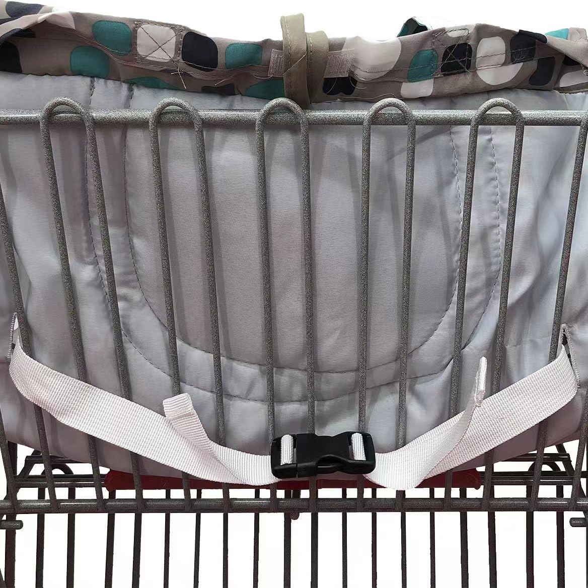 PandaEar 2-in-1 Baby Shopping Cart Cover & Highchair Cover for Infants & Toddlers - Soft Gray Polka Dot Pattern - Safe & Hygienic for Grocery Stores & Restaurants