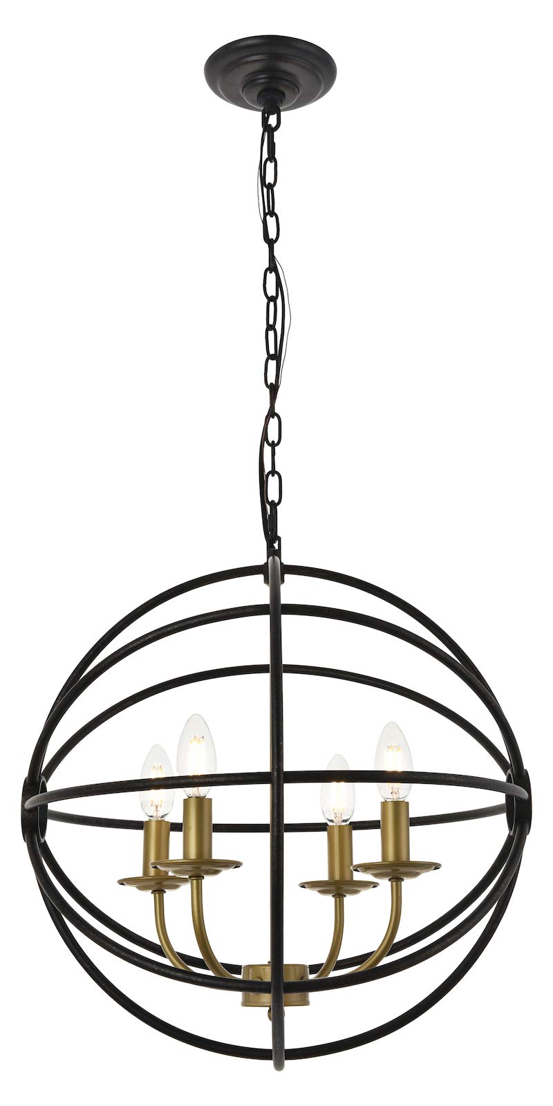 Octavia 4-Light Brass and Dark Brown Pendant Light Fixture - Perfect for Dining Room, Kitchen Island, or Entryway Lighting