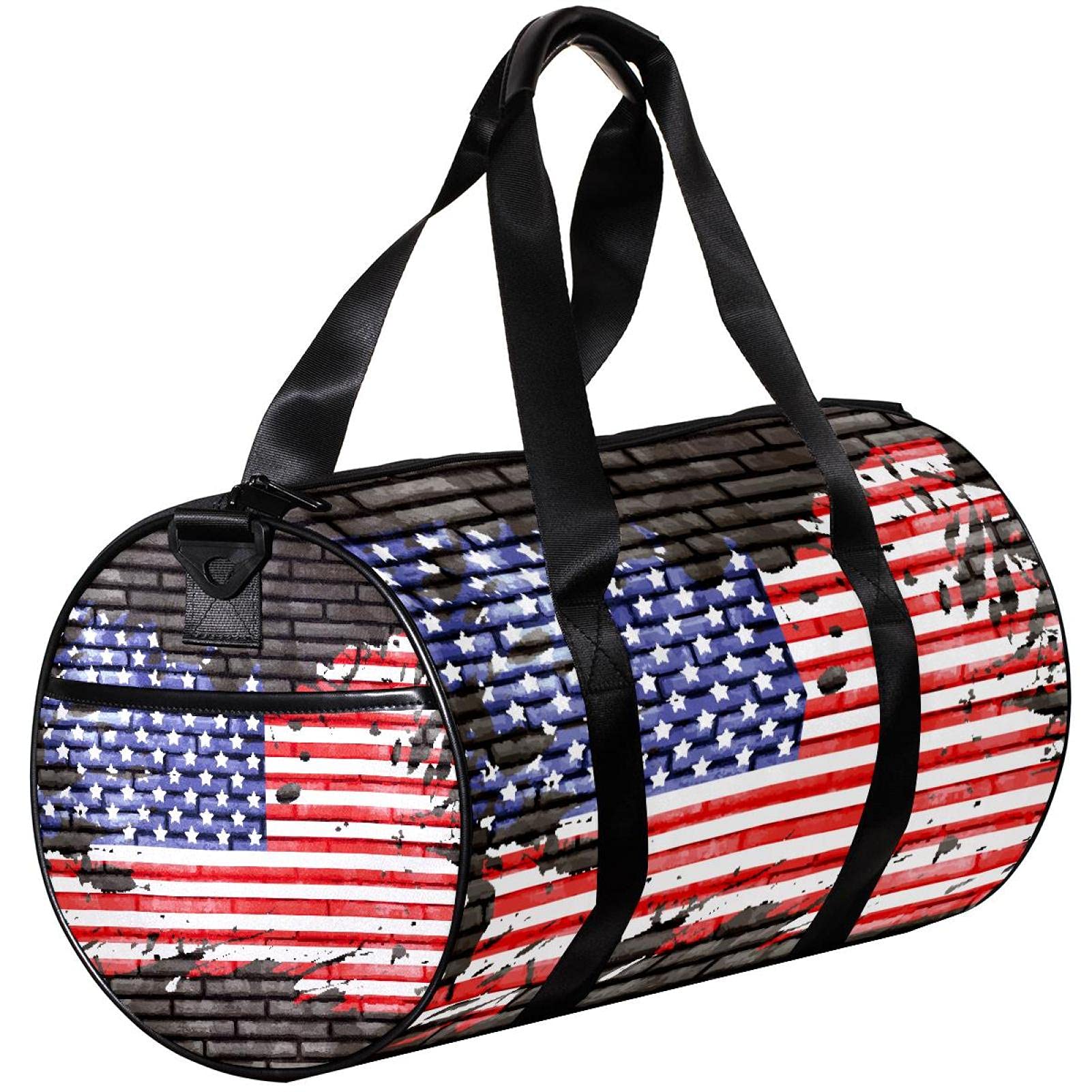 American Flag Small Travel Duffel Bag - Lightweight Canvas Gym Bag for Sports, Workout & Weekend Trips - Perfect for Gym, Travel, Hiking & Outdoor Adventures