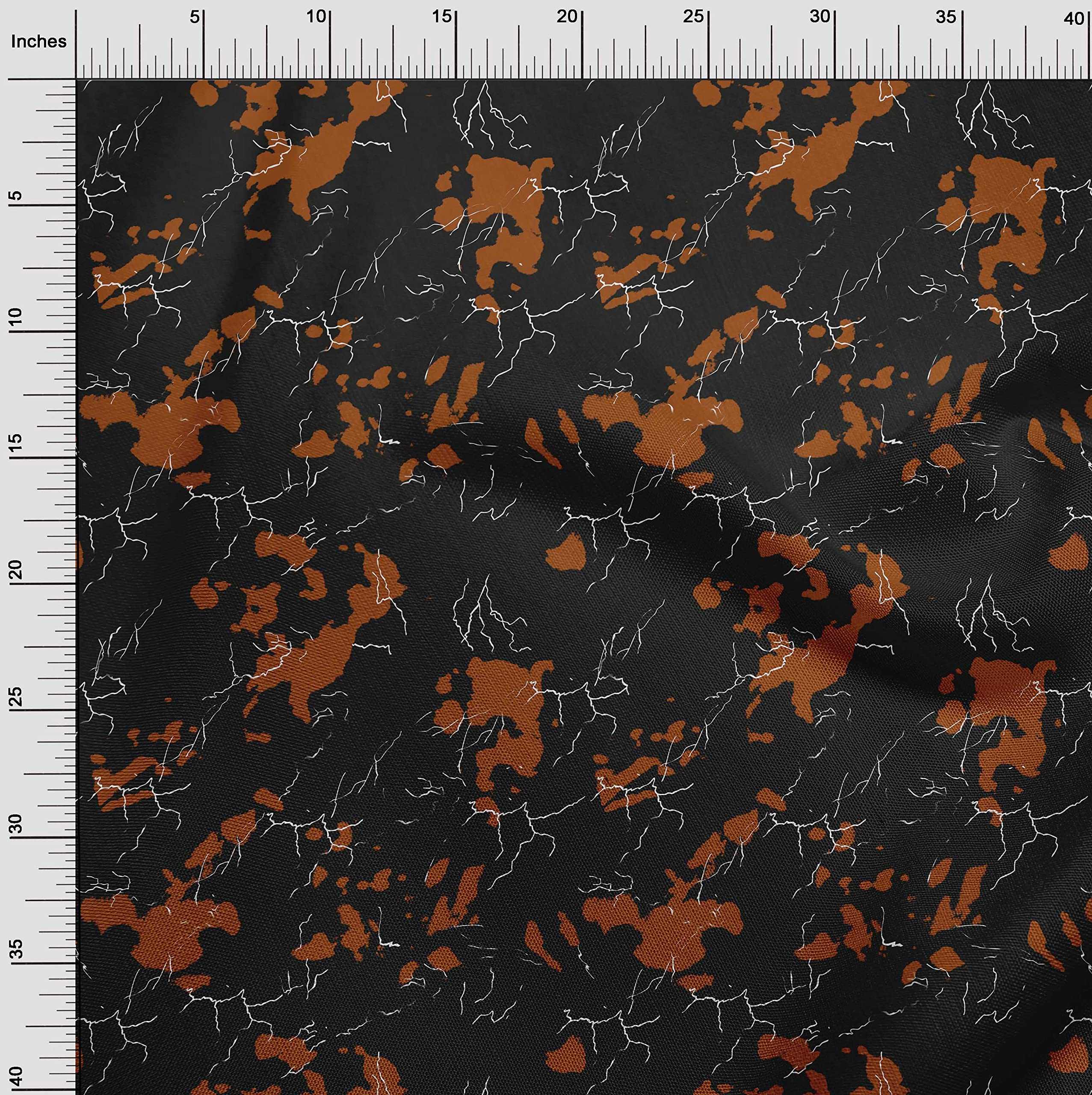oneOone Polyester Spandex Rust Brown Abstract Print Fabric - 56 Inch Wide DIY Clothing & Quilting Material for Dresses, Curtains, and Home Decor Projects