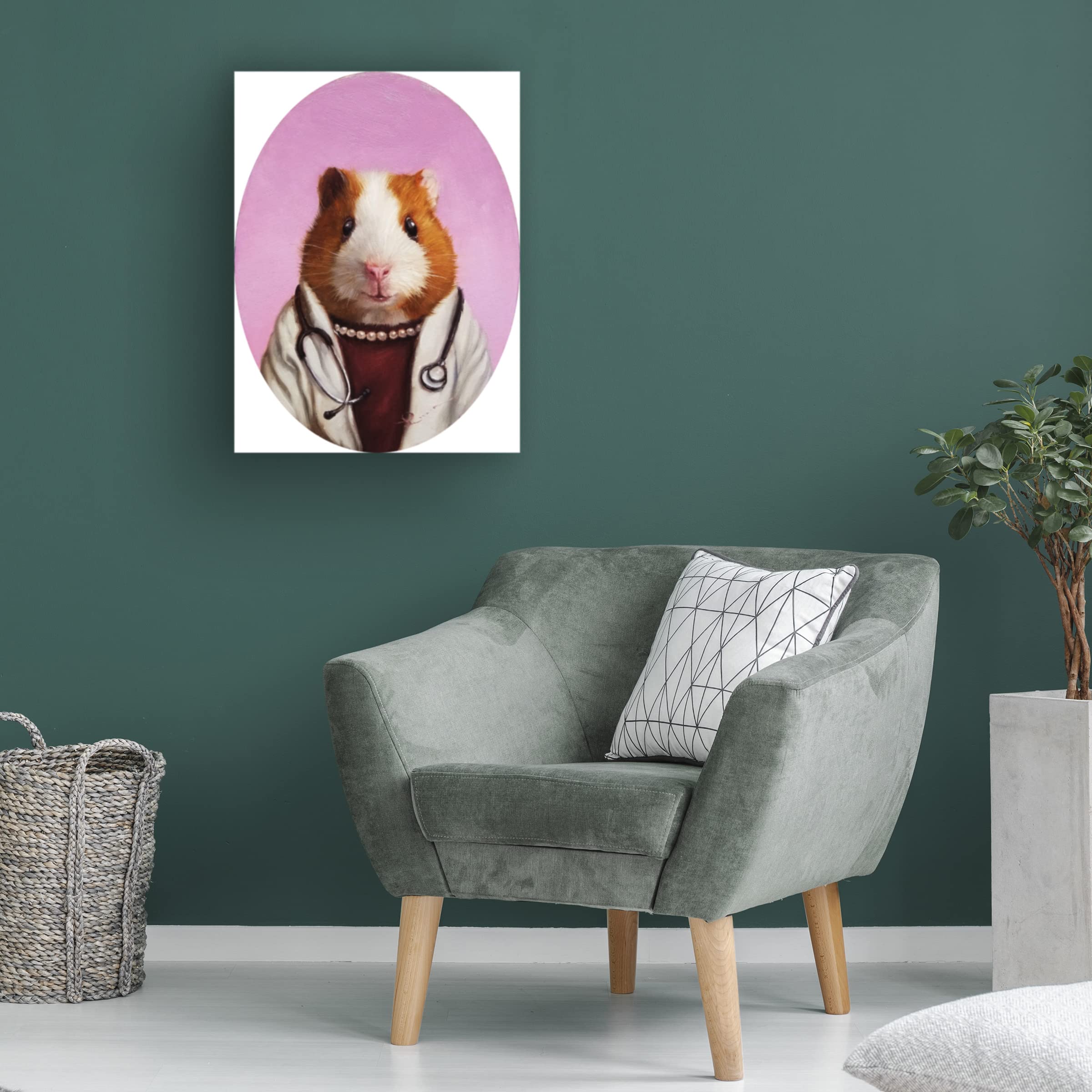 Lucia Heffernan 'Dr. Care' Canvas Wall Art Print - Whimsical Animal Doctor Painting for Home & Office Decor - Perfect Gift for Veterinarians & Pet Lovers