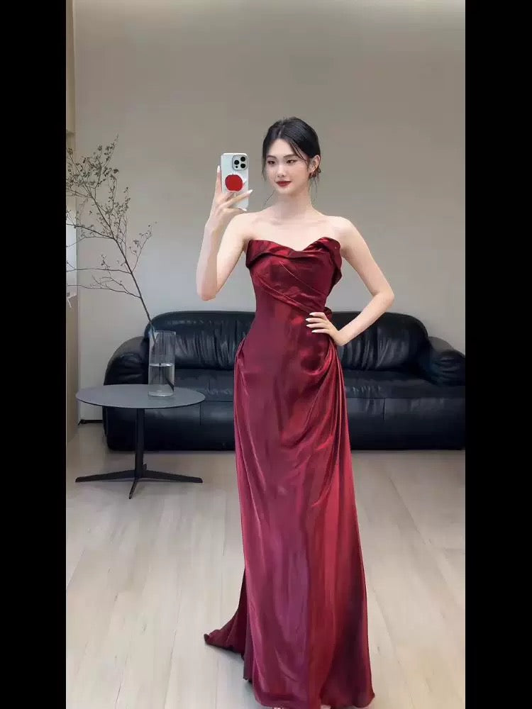 Elegant Burgundy A-Line Long Prom Dress for Formal Evening Events - Perfect for Homecoming, Dances & Special Occasions - Style J5537