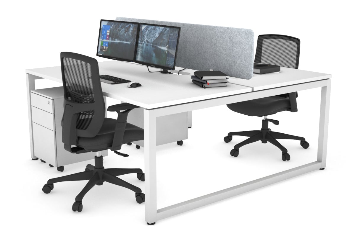 Quadro Loop Legs 2-Person Office Workstation - 1200L x 800W with Cable Management Scallop - Perfect for Collaborative Workspaces & Shared Office Desks