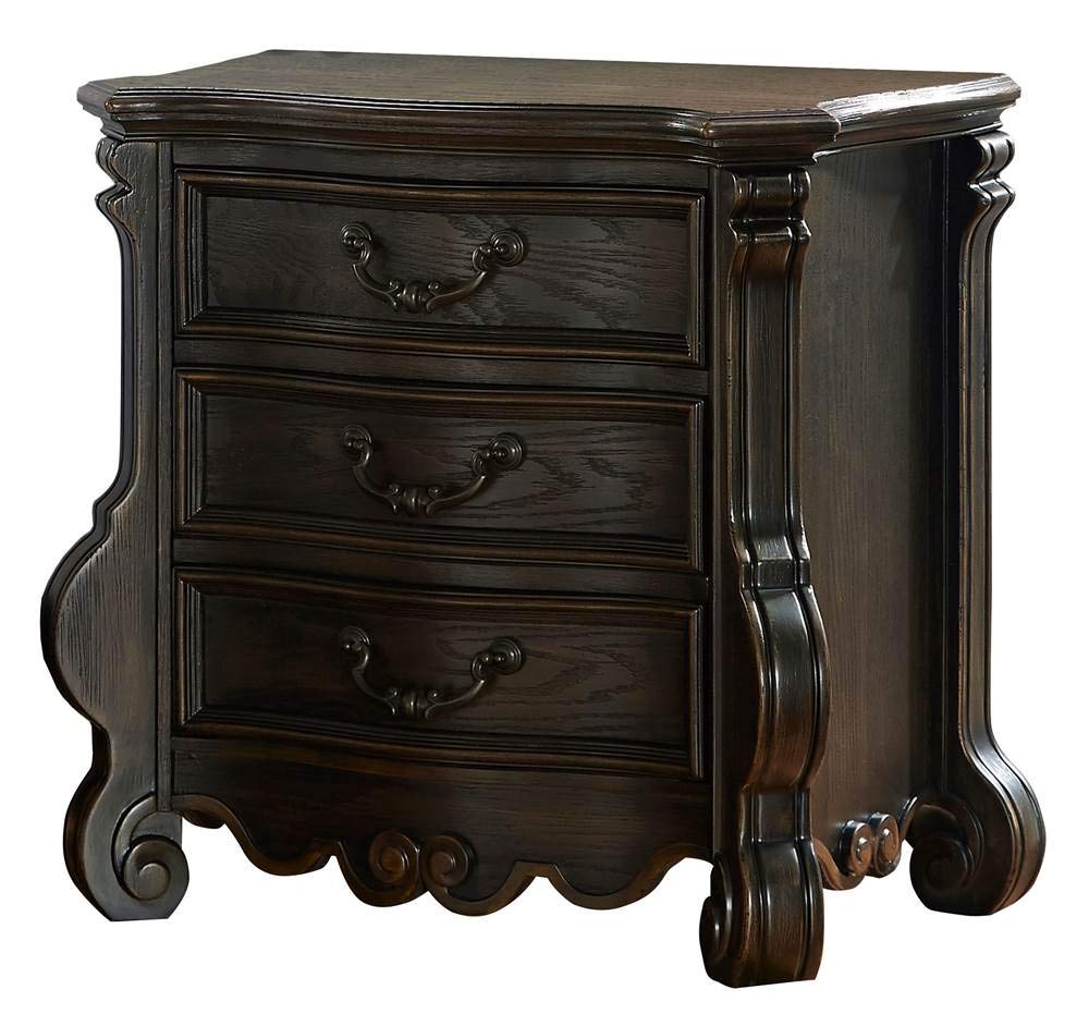 Steve Silver Rhapsody Multi-Step Molasses 3-Drawer Wood Nightstand - Bedside Table with Storage for Bedroom, Living Room & Guest Room - Classic Brown Wooden Dresser for Home Decor